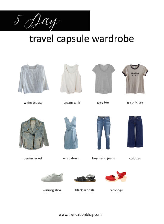 Karin Rambo of trunctionblog.com shares her 5 Day Travel Capsule Wardrobe