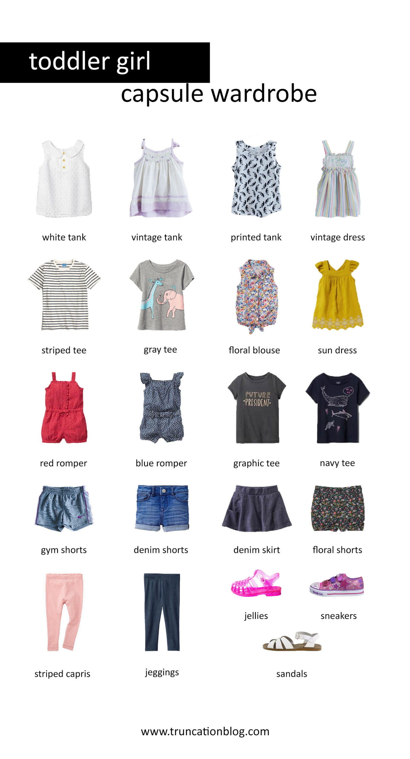 Karin Rambo of truncationblog.com shares her Toddler Girl Capsule Wardrobe