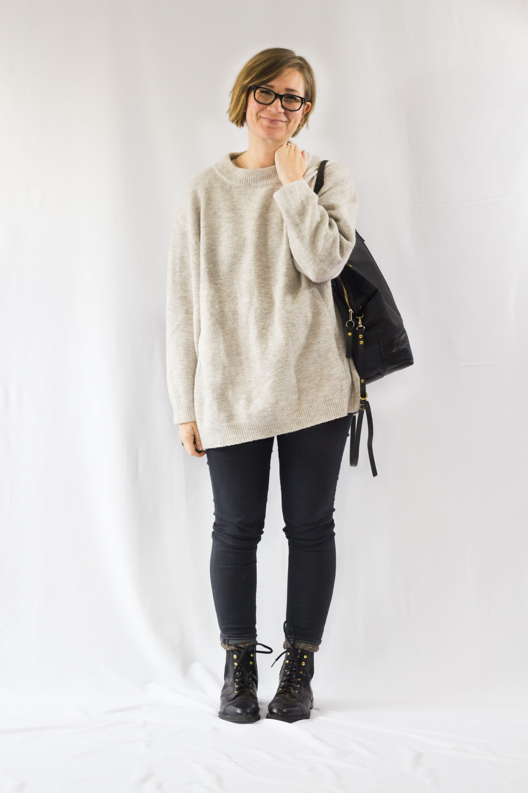 Oversized Sweater and Lace Up Boots-1