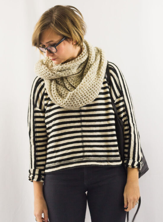 Striped Sweatshirt and Circle Scarf-2