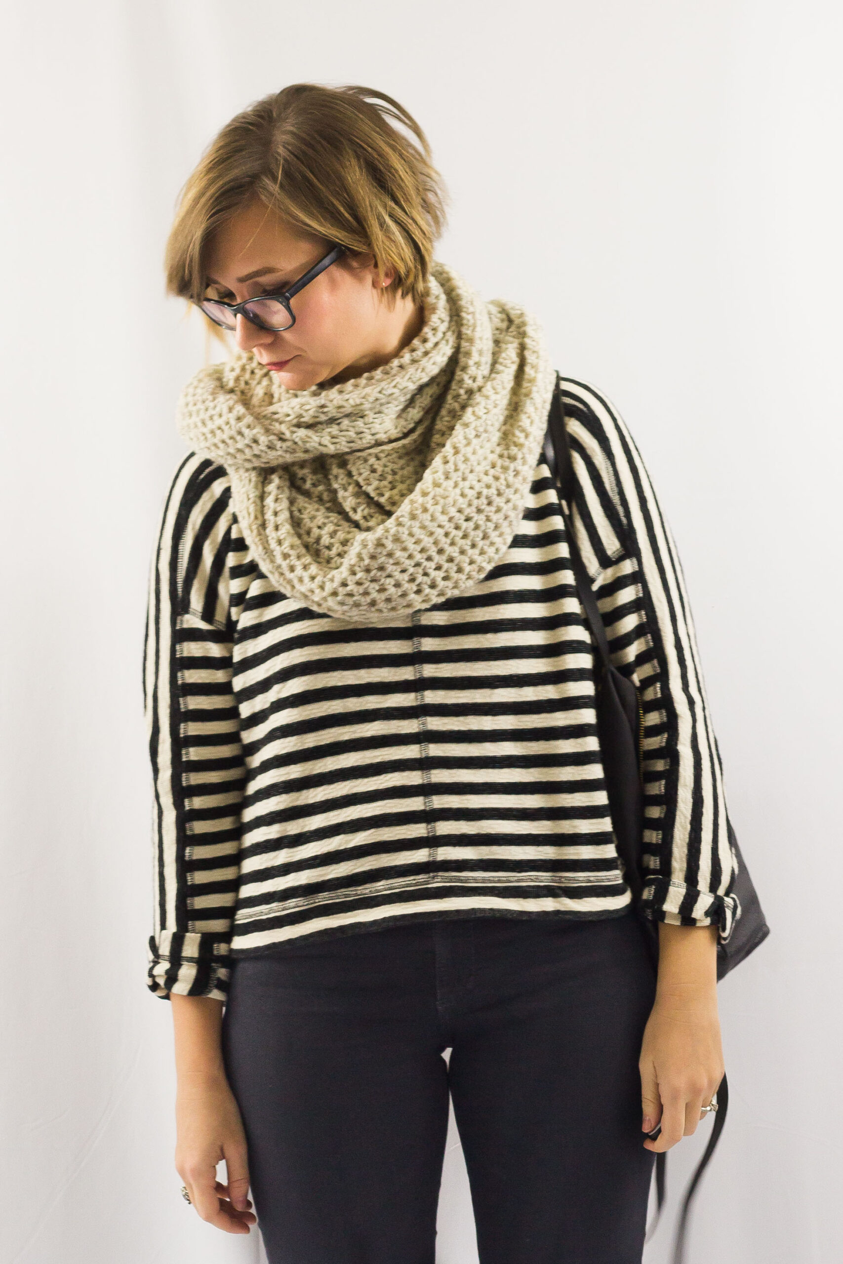 Striped Sweatshirt and Circle Scarf-2