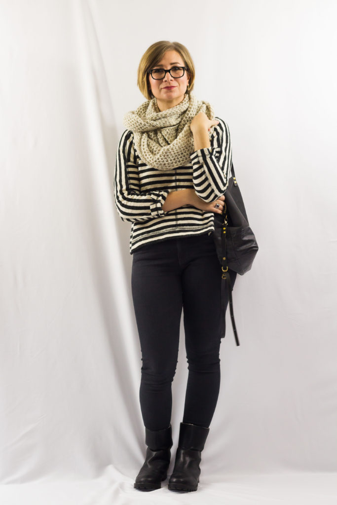 Striped Sweatshirt and Circle Scarf-3 Striped Sweatshirt and Circle Scarf-2