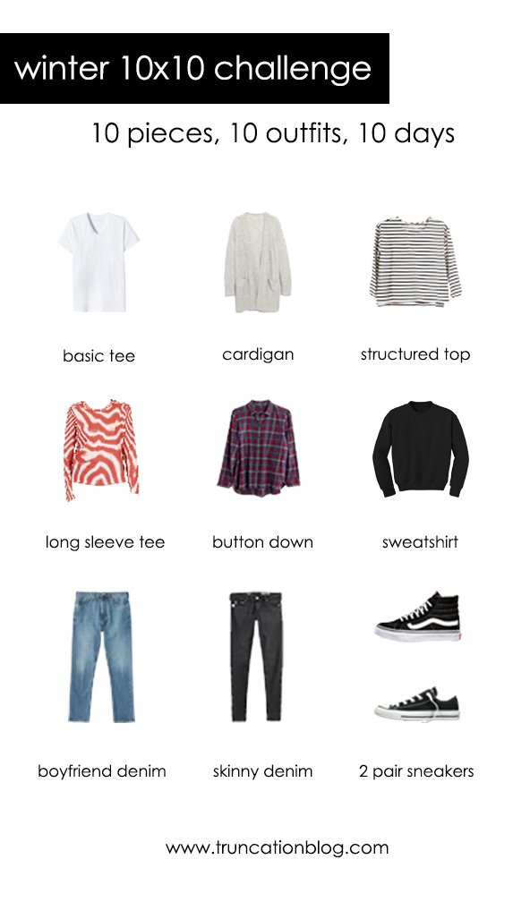 My winter 10×10 challenge clothing picks