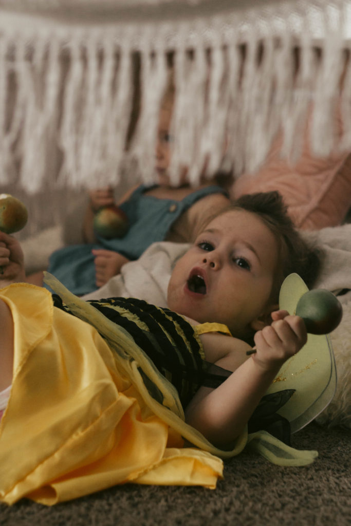 We had a cold rainy summer day so we built a fort and had a pear picnic