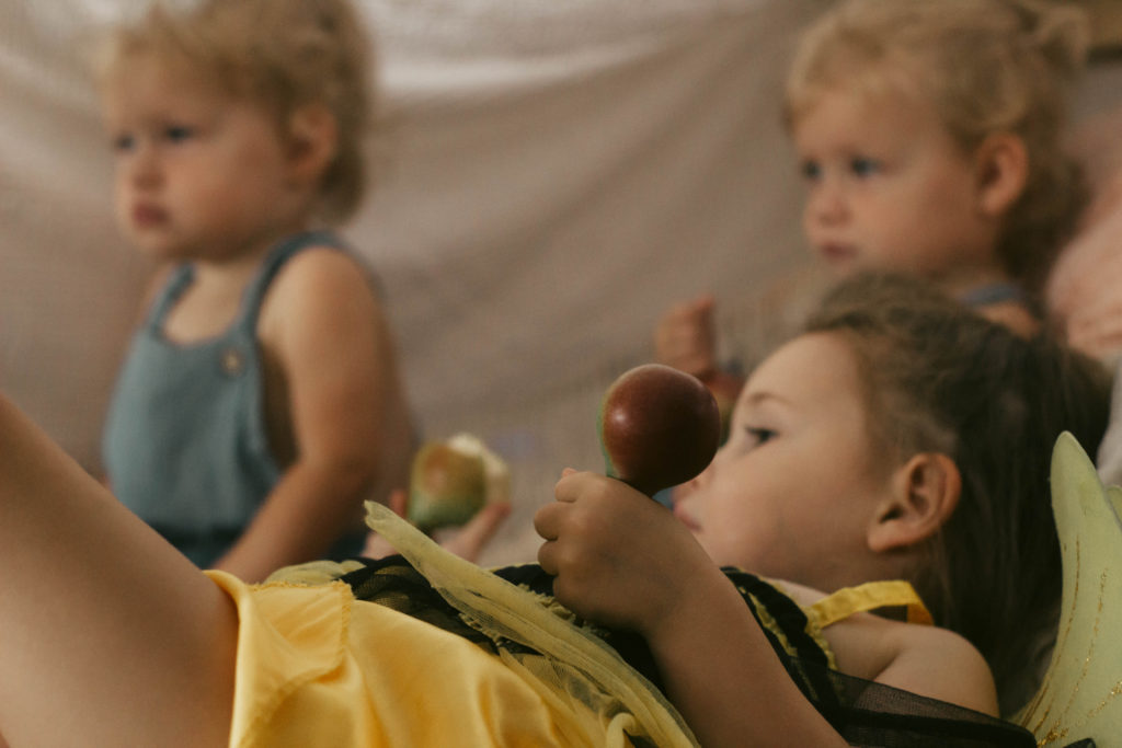 We had a cold rainy summer day so we built a fort and had a pear picnic