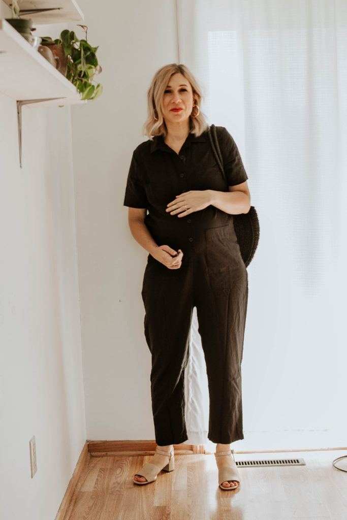 black jumpsuit, utility jumpsuit