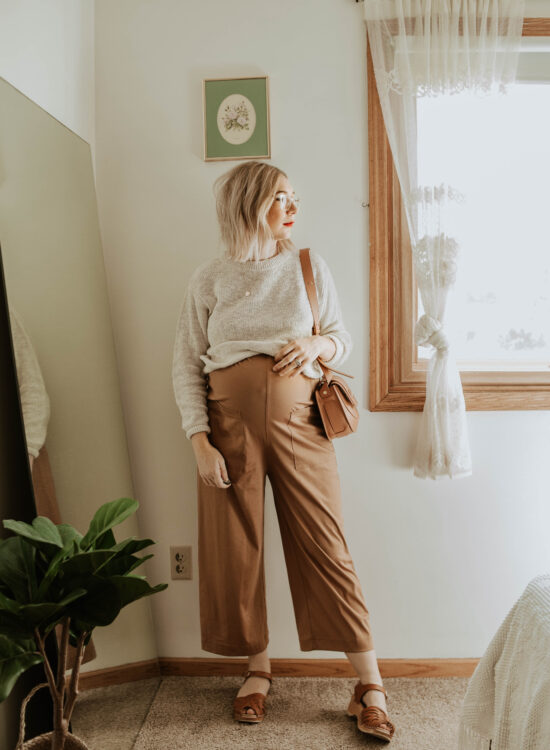 Transitional Summer to Fall Outfitseverlane cotton jumpsuit toasted almond, everlane cotton sweater, friday by jwpei brown saddle bag, troentorp clogs, ann clogs