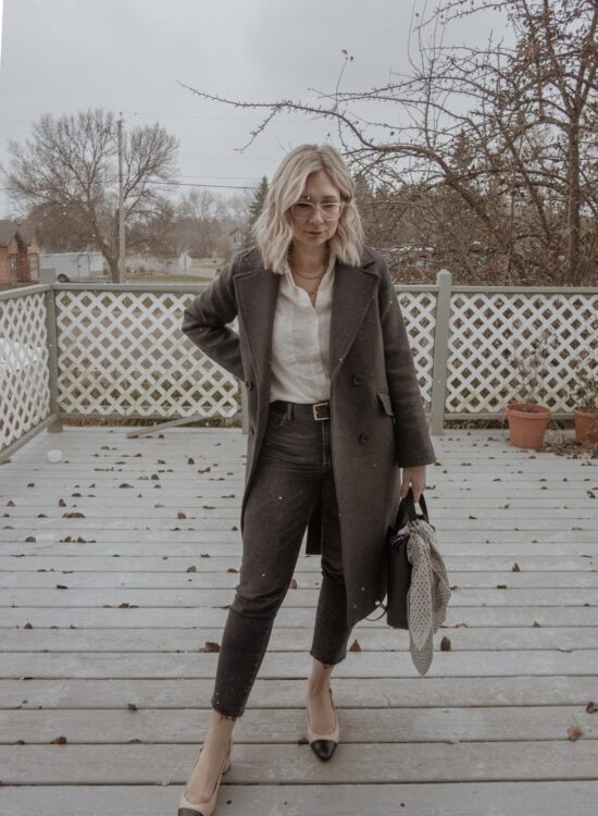 What I Wore Last Week: Everlane Outerwear + Everlane Coat, Cap Toe Slingbacks, Kate Spade Purse, Washed Black Denim, Linen Button Down