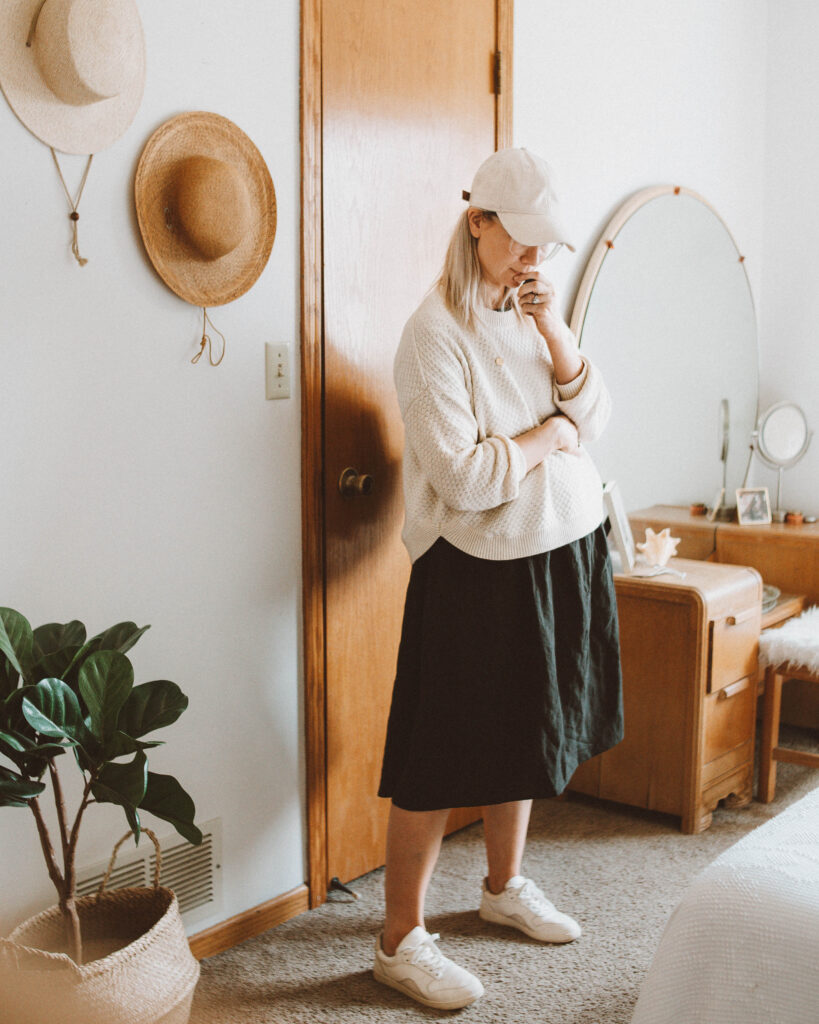 5 Days Wearing New Spring Arrivals from Tradlands, nico dress, jude pullover sweater, madewell cap, everlane tread court sneaker