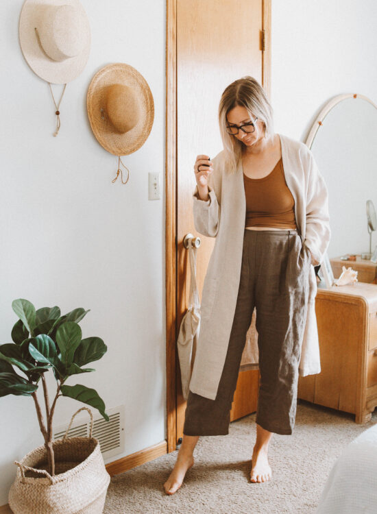 Linen Loungewear: 5 Outfit Ideas, arq tank top, linen pants, linen duster