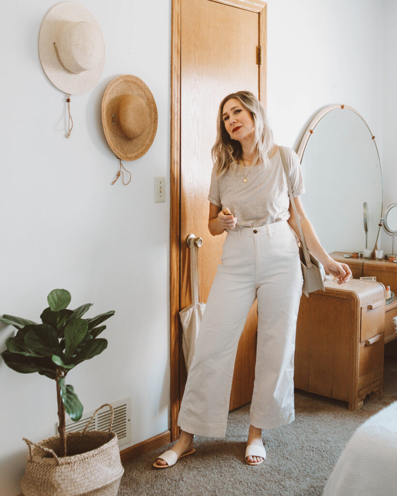 Styling a Basic Tee: 10 Different Outfit Ideas, beige tee