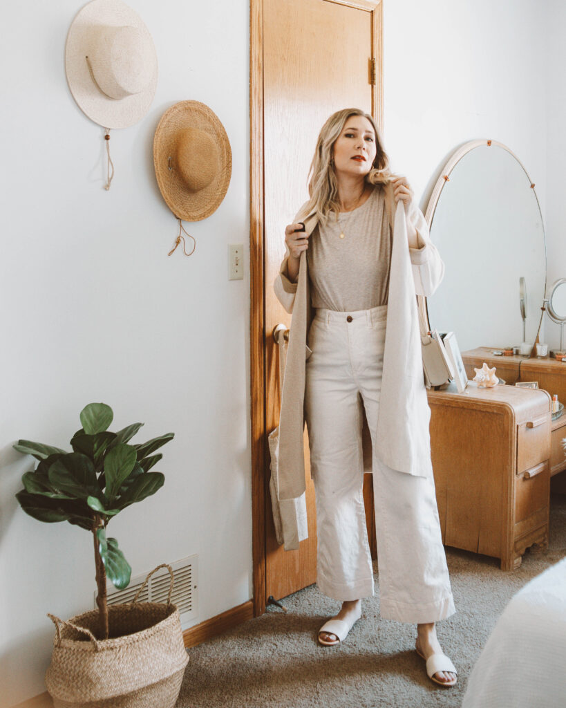Styling a Basic Tee: 10 Different Outfit Ideas, beige tee