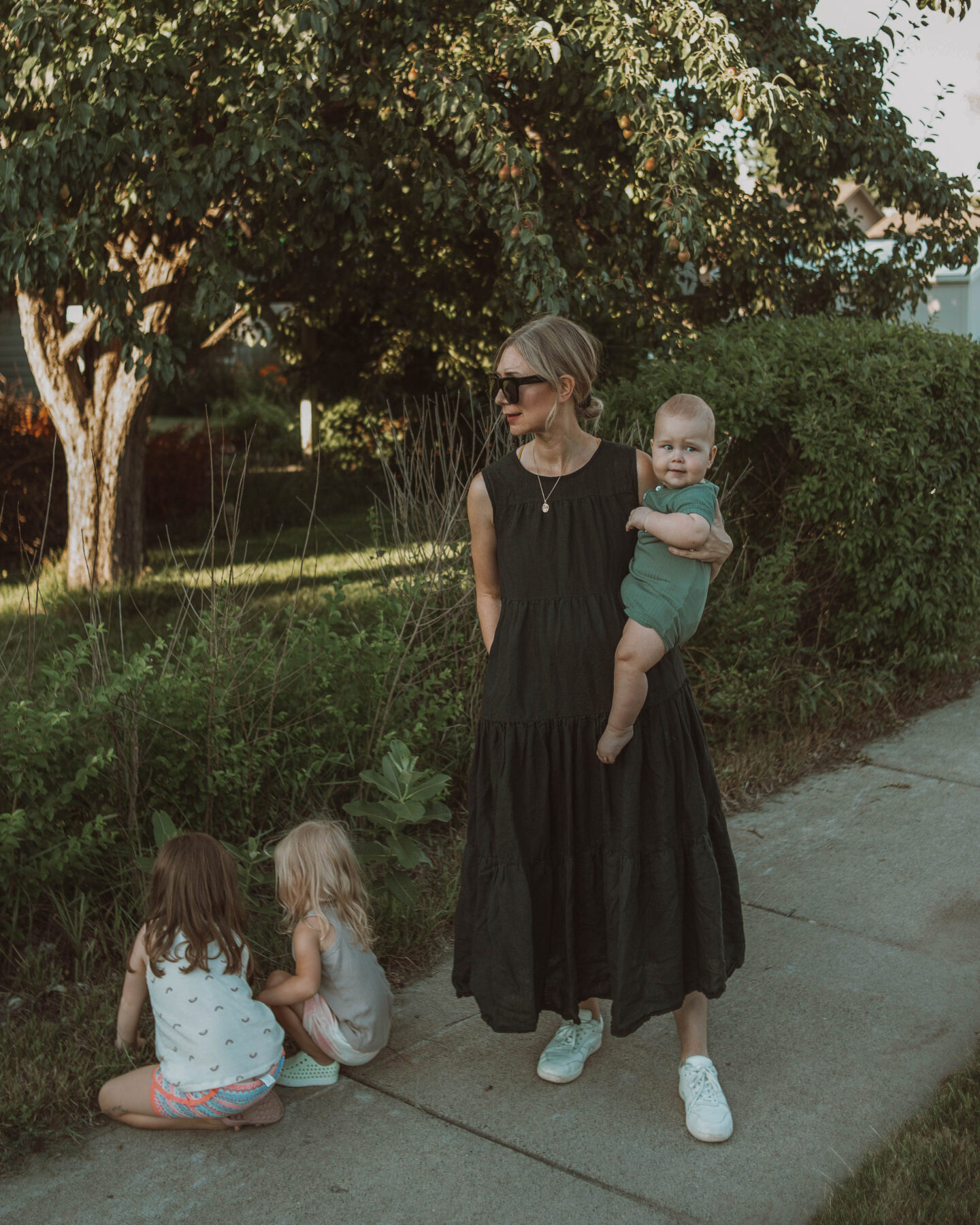 What I Wore this Week, black tiered dress, everlane tread sandals, tribe alive dress