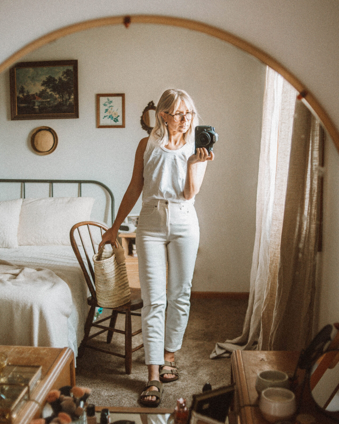 Outfits from the Past Week, all white outfit, birkenstock arizona