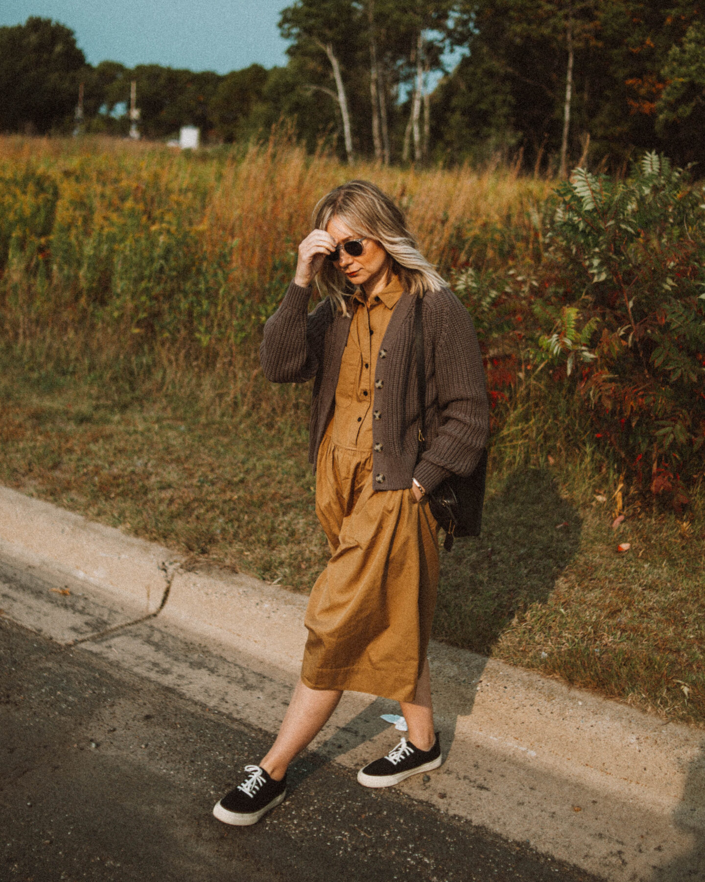 New in at Everlane: What I'm Loving for Fall, parklet shirtdress, texture cotton cardigan, forever sneaker