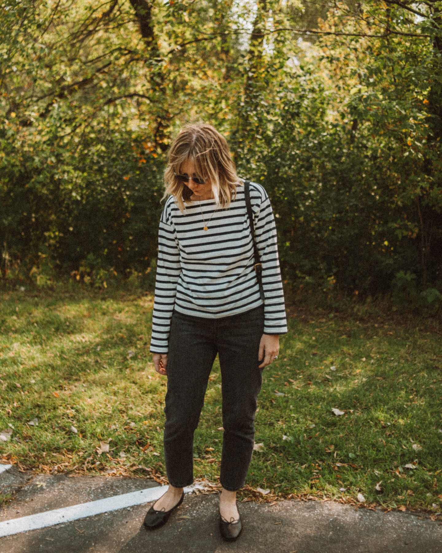 New in at Everlane: What I'm Loving for Fall, 90's cheeky jean, breton stripe tee, ballet flat, vintage coach