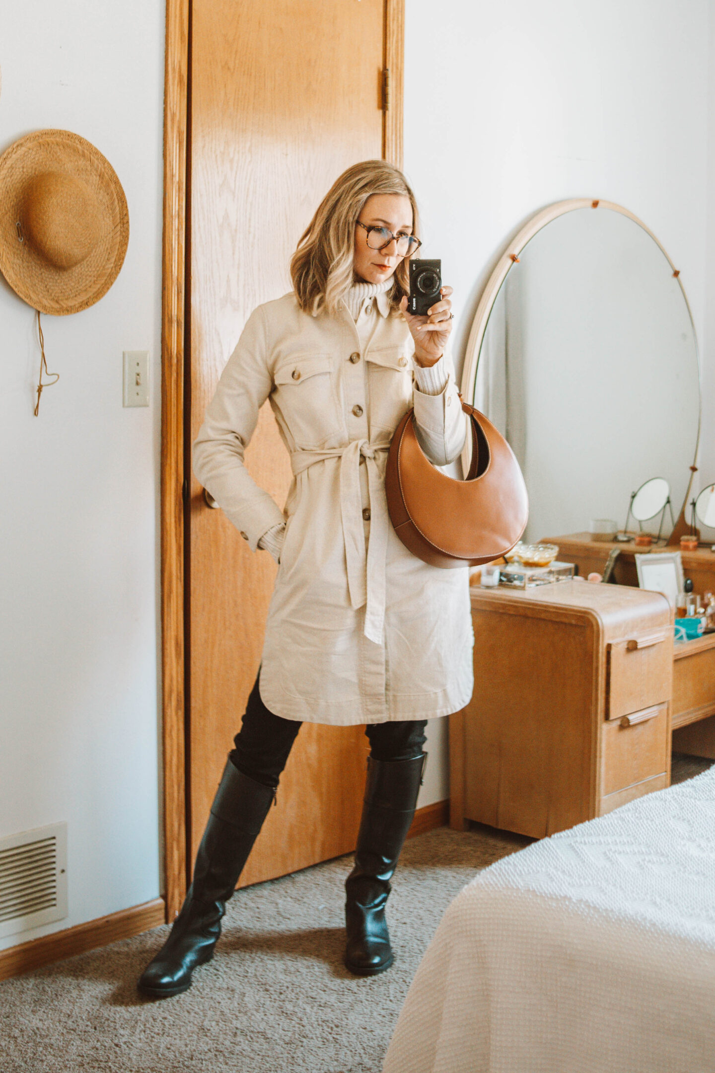 Week of Outfits + 3 Ways to Wear Knee High Boots, Black Riding Boot, Madewell Chore Coat