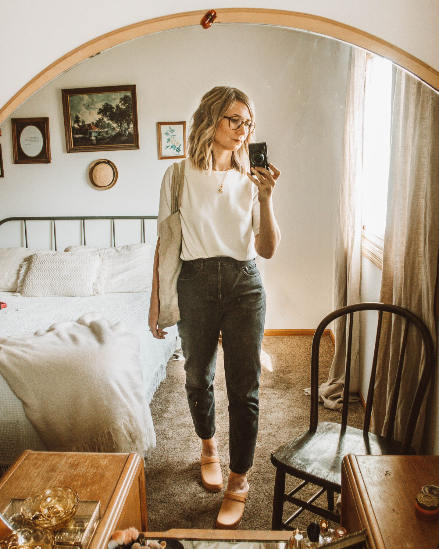 What I Wore in a Week, Sweater Tee, Everlane 90's Cheeky, Swedish Clog