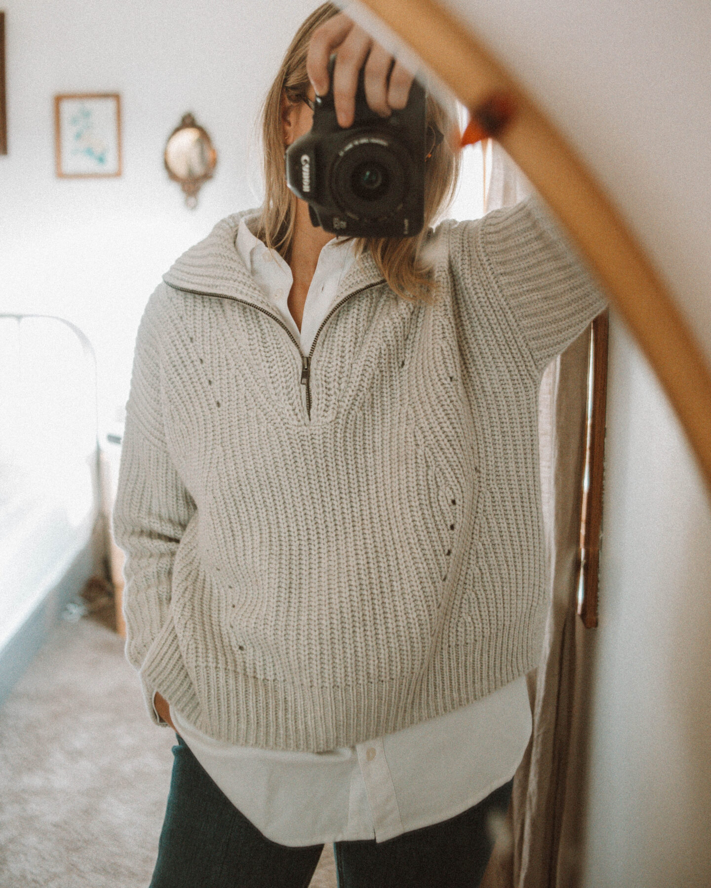 mauve cardigan