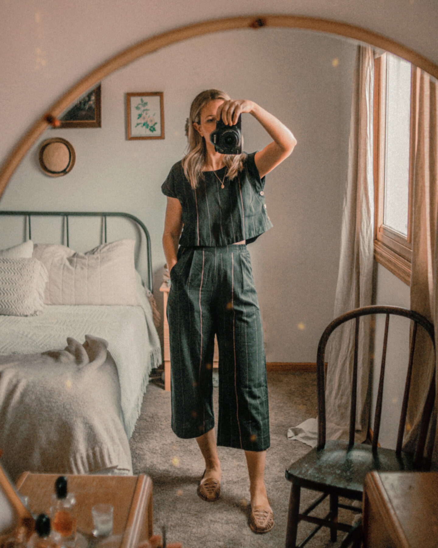 Linen set, black linen outfit, linen top, linen pants, wideleg pants, nisolo huarache sandals