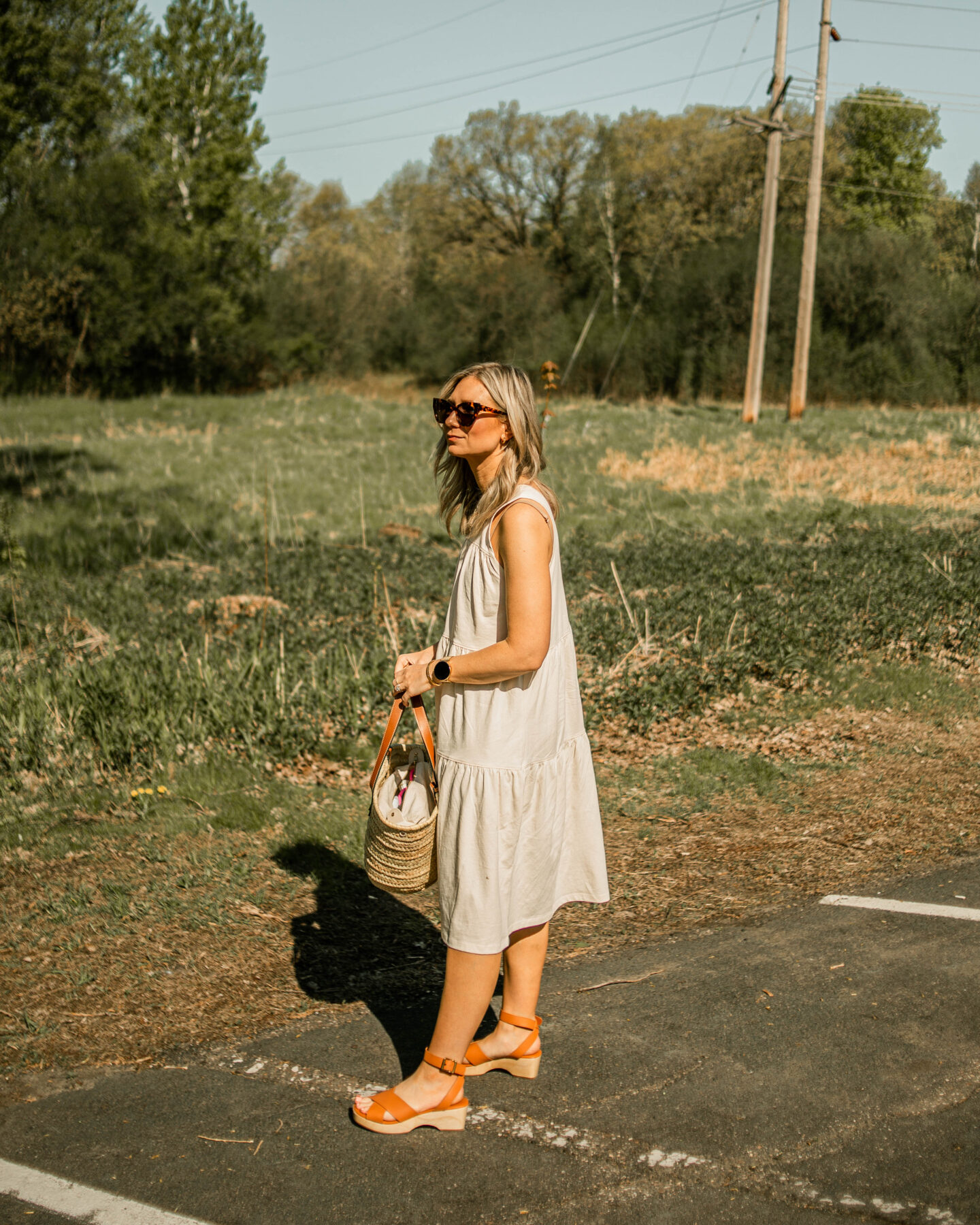 Everlane tiered sun dress and clog sandal review