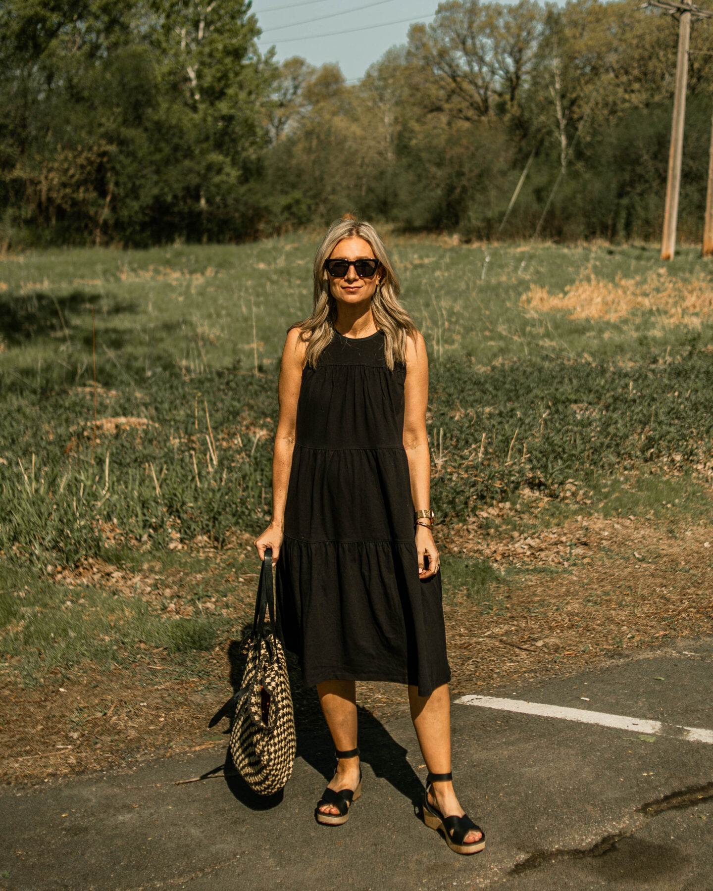 Everlane tiered sun dress and clog sandal review