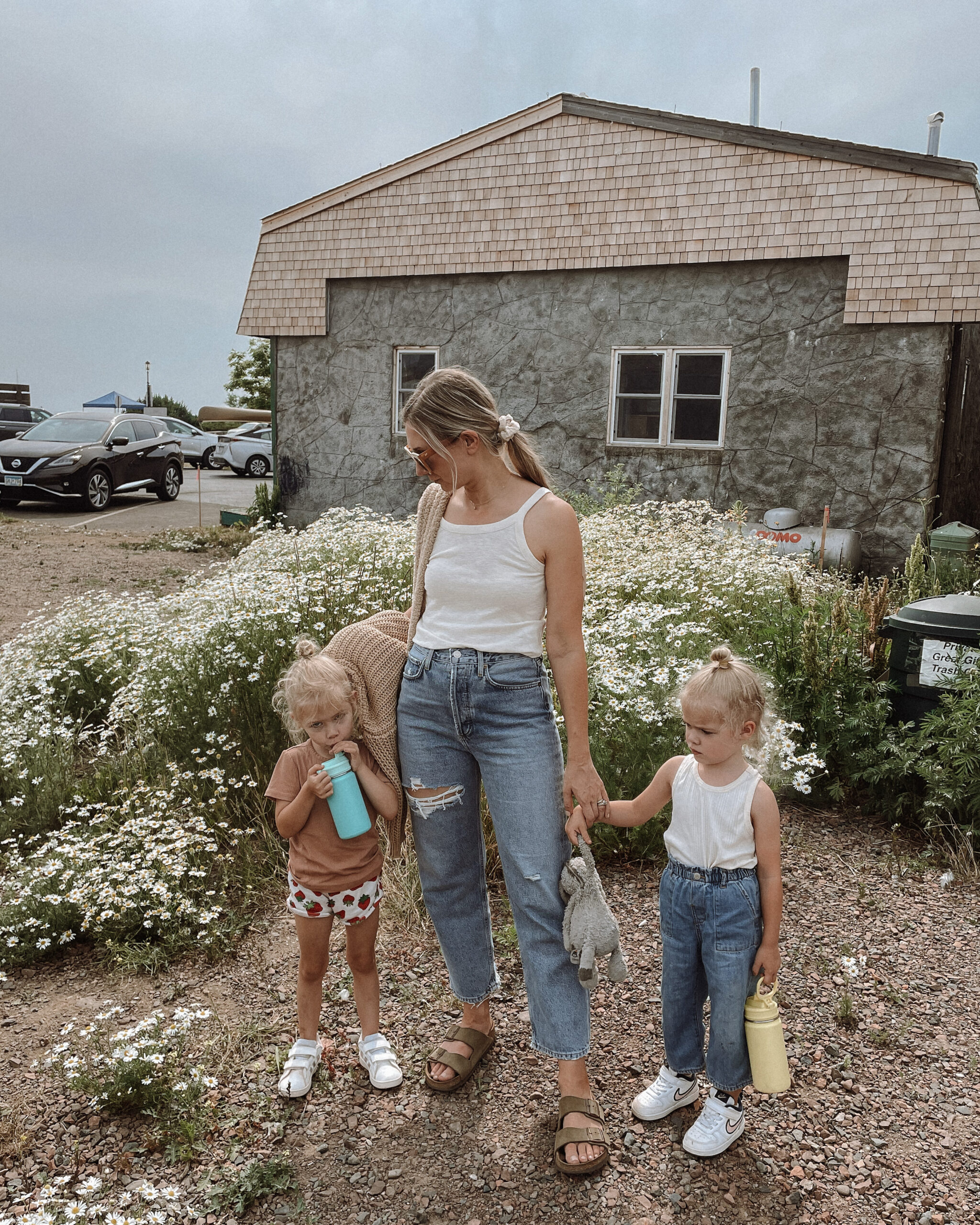 madewell tank top, agolde 90's jean, arizona birkenstock