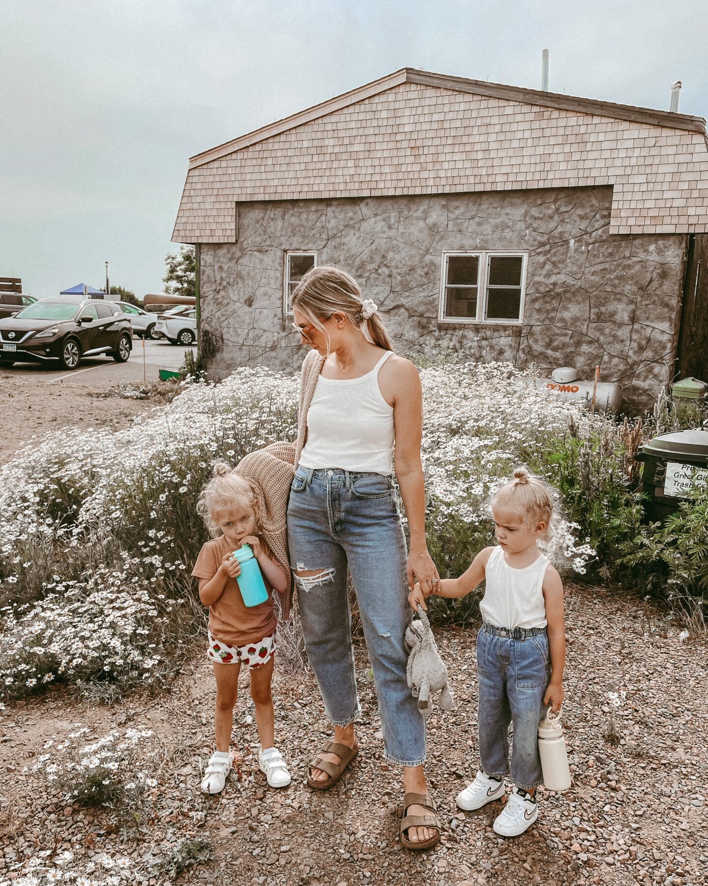 madewell tank top, agolde 90's jean, arizona birkenstock