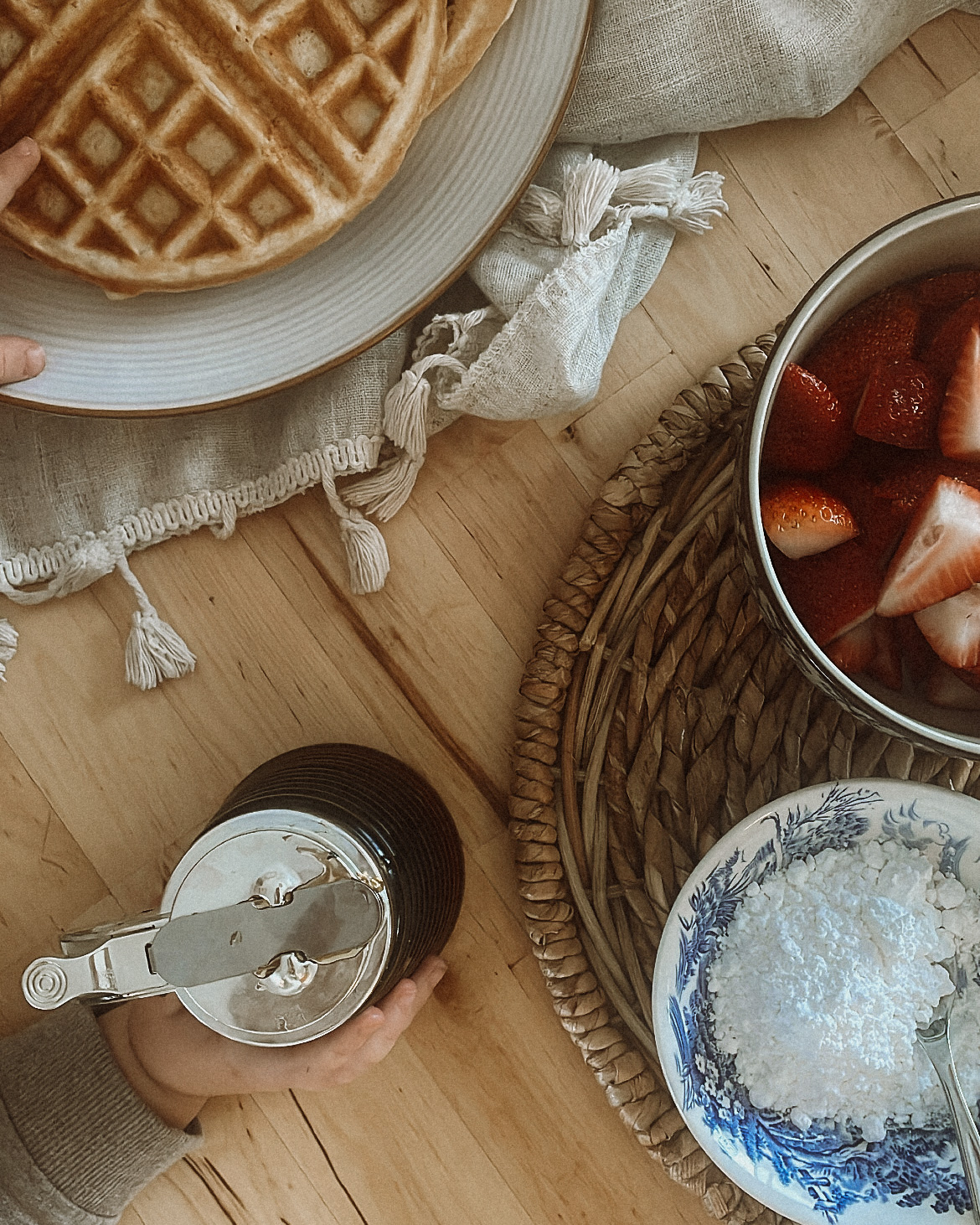 romanticizing your life with a fancy waffle spread at the table