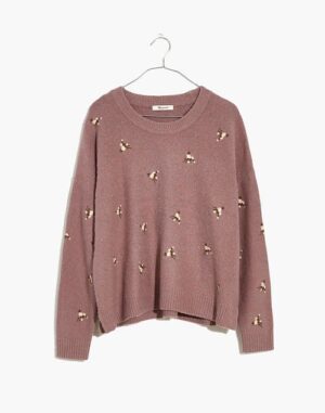 Madewell Embroidered Cross Stitch Floral Sweater