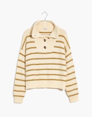 Madewell Canby Button Neck Striped Sweater