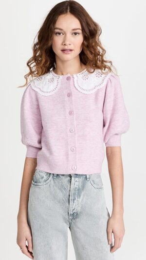 English Factory Puffed Sleeve Cardigan