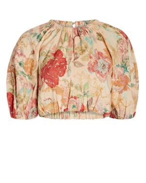 Salvador Puff Sleeve Floral Crop Top