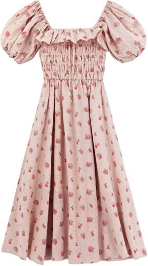Amazon Floral Print Puff Sleeve Dress
