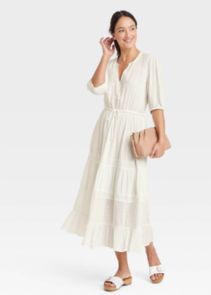 Target Balloon 3/4 Sleeve Eyelet Dress