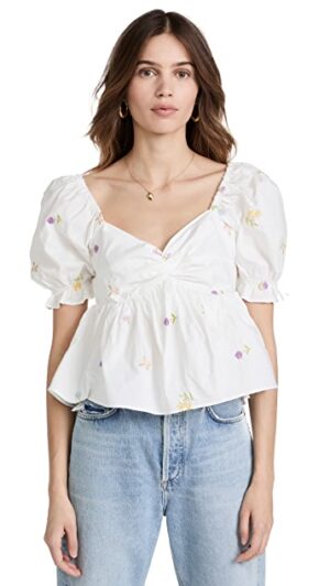English Factory Floral Embroidery Top