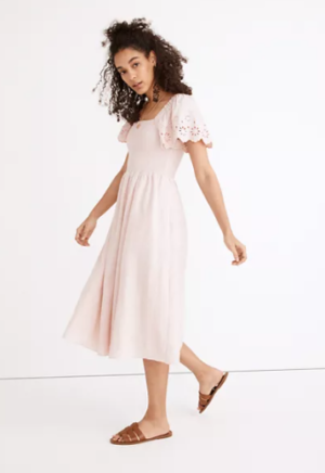 Madewell Linen Smocked Midi Dress