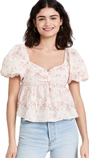 English Factory Textured Floral Top