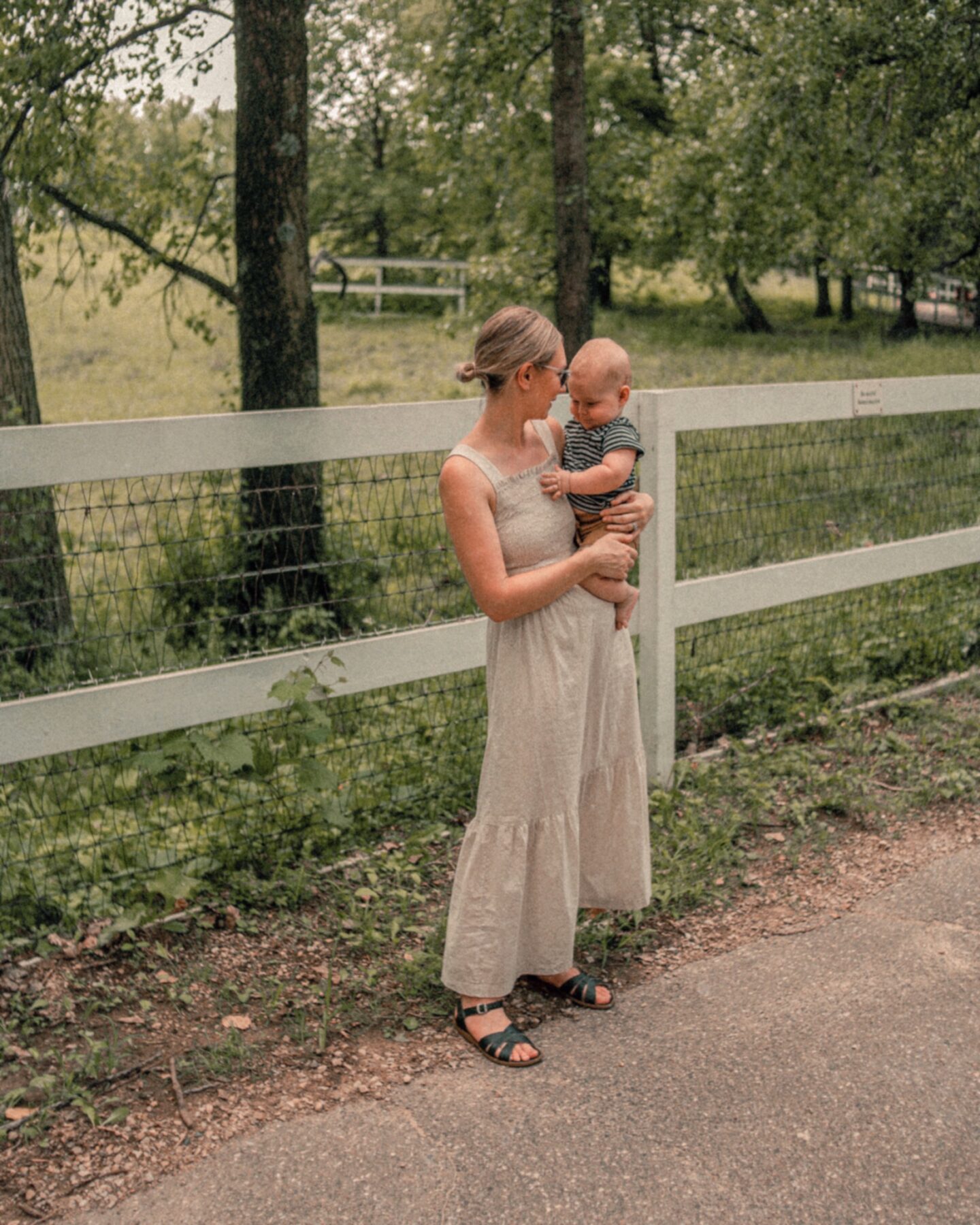 Karin Emily wears her Everlane favorites: a smocked maxi dress in a tiny floral print