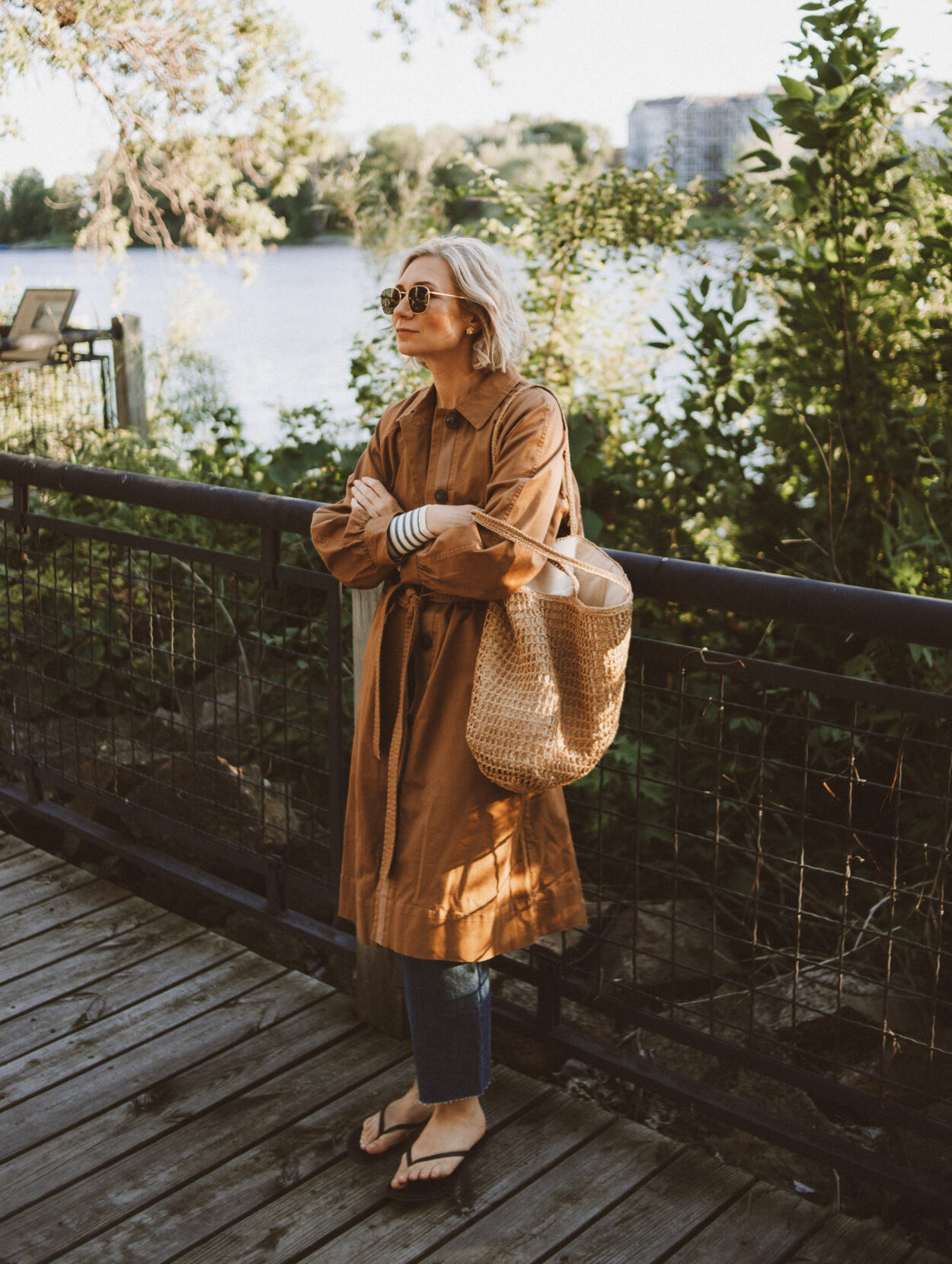 Karin Emily wears the perfect trench coat for fall from Madewell