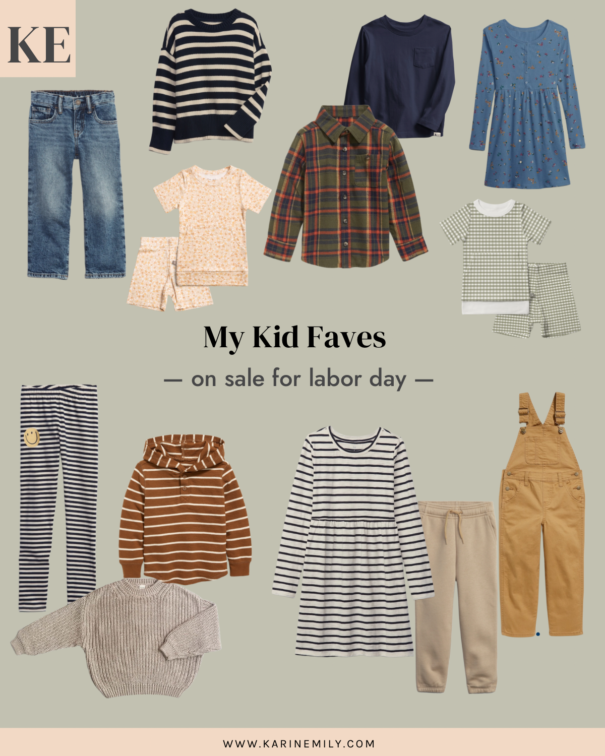 A collage of kid pieces that are a part of the labor day sales