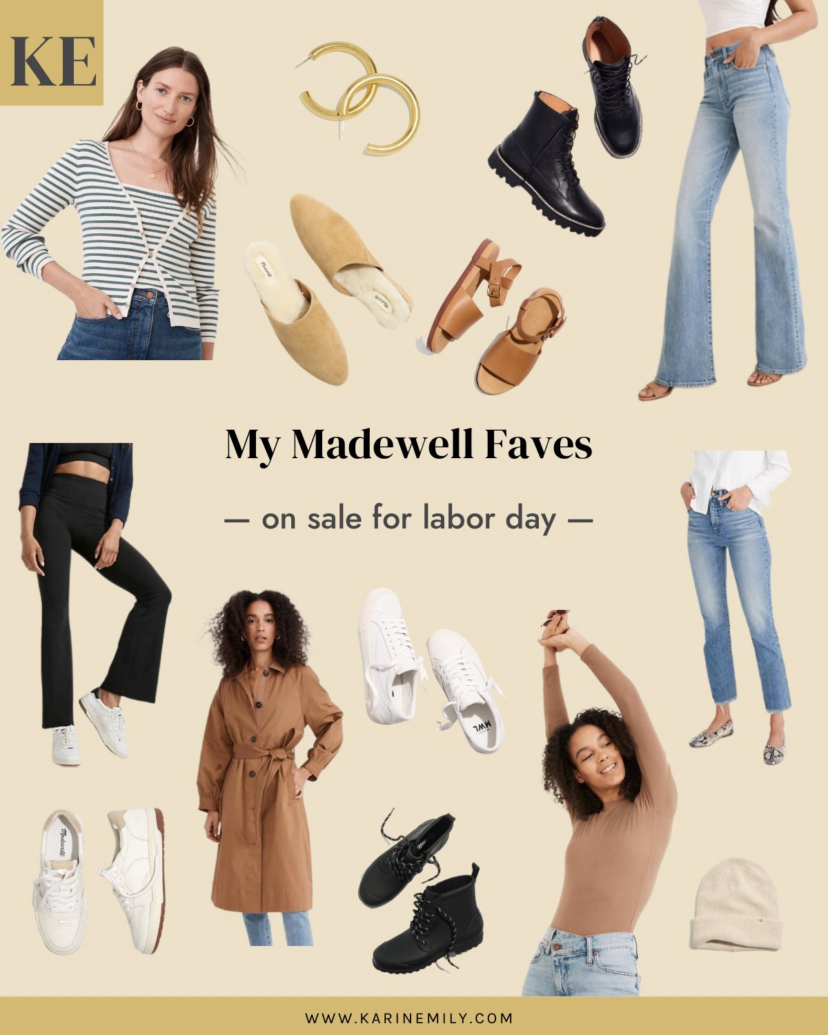 A collage of madewell pieces that are a part of the labor day sales