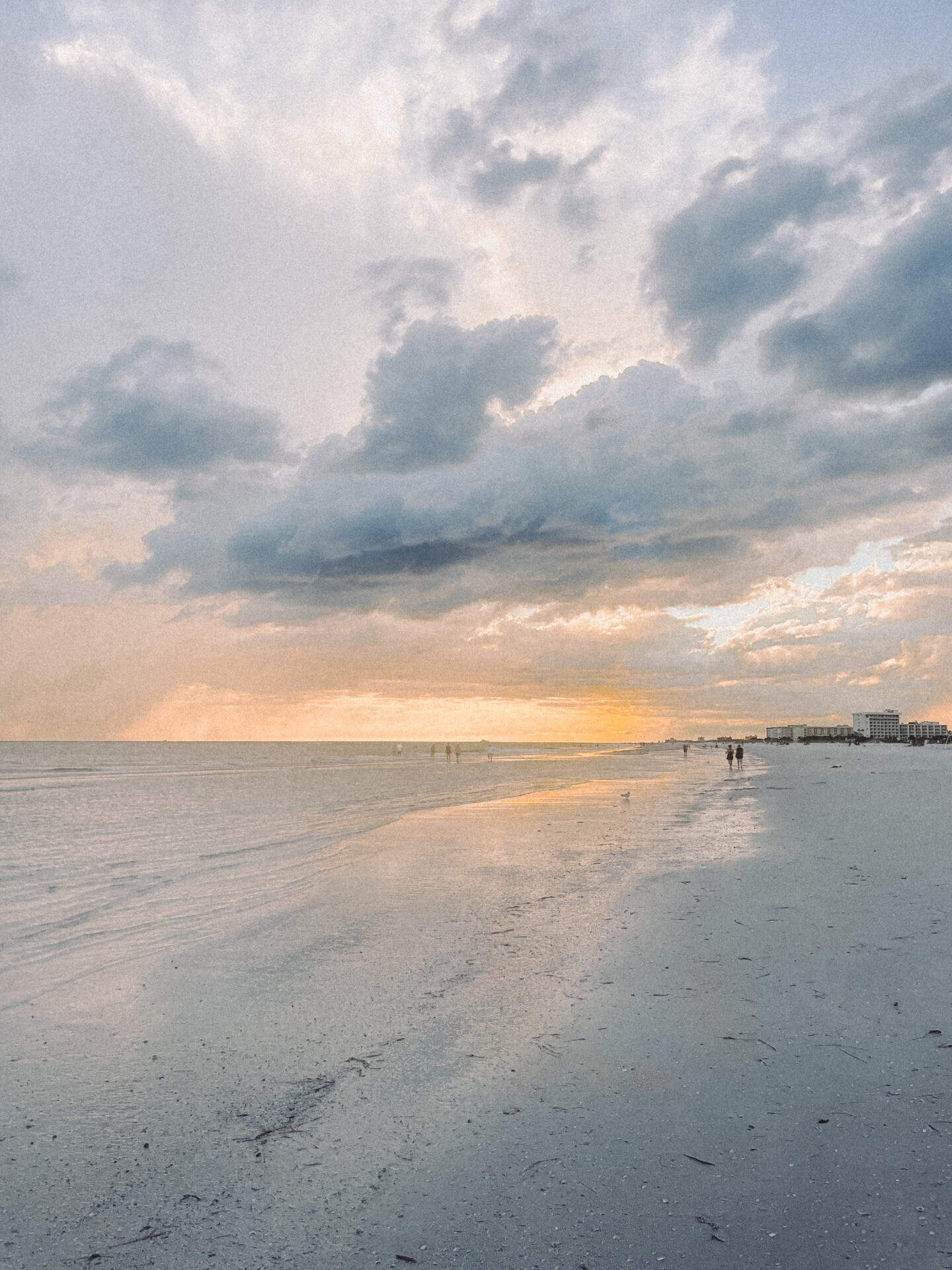 A sunset on a beach