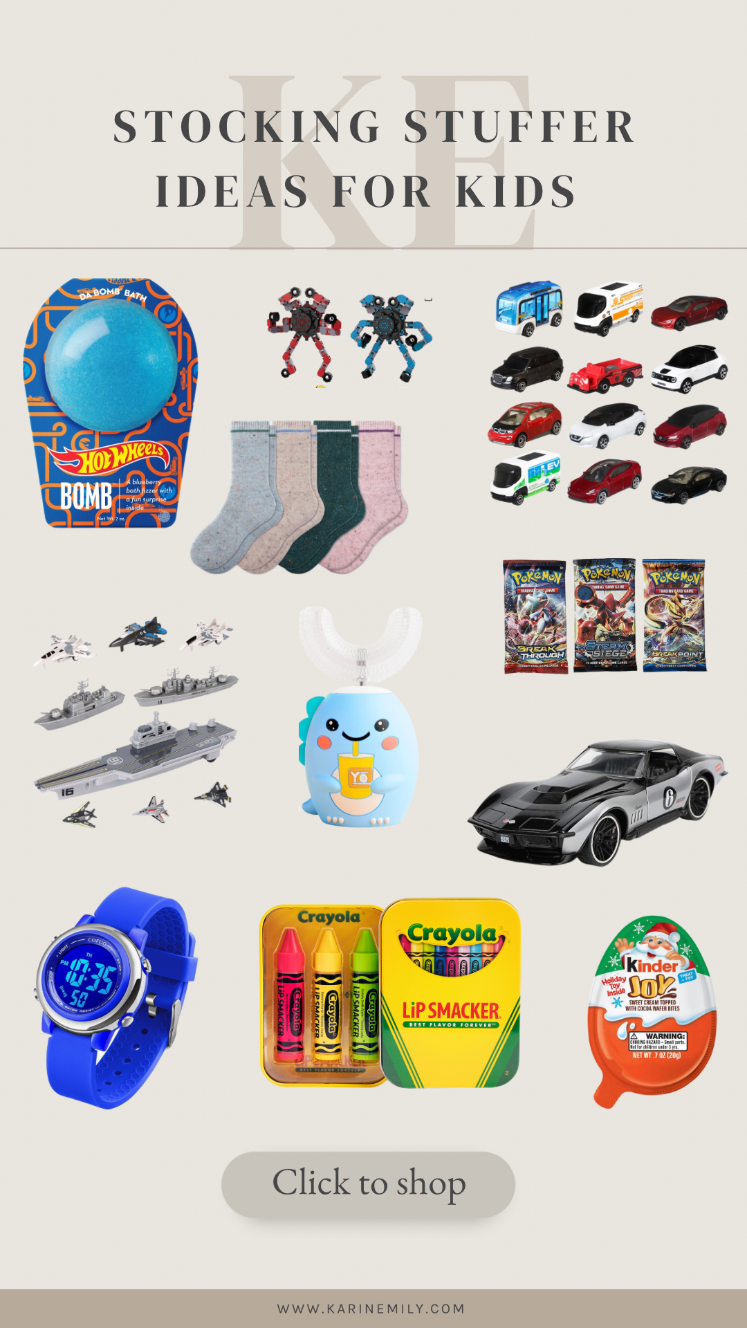 a collage of Christmas gift ideas for kids