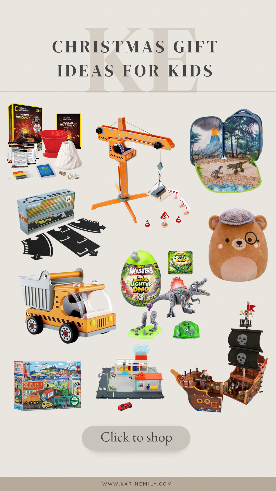 a collage of Christmas gift ideas for kids