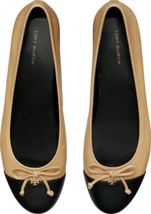 Tory Burch Bow Logo Cap Toe Flats