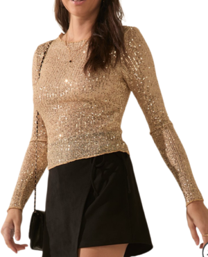 Francesca Tisha Long Sleeve Sequin Top